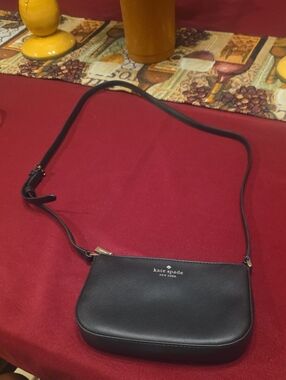 kate spade Black Leather Crossbody Half-Moon Bag